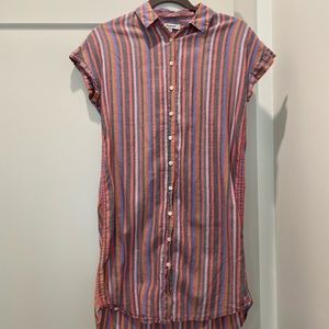 Madewell: central shirtdress in rainbow stripe